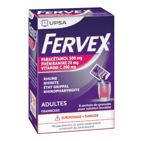 Fervex adults raspberry flavor 8 sachets - UPSA