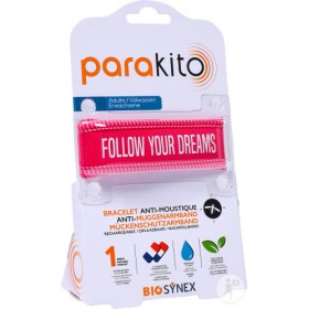 Parakito bracelet fushia "Follow your dreams" anti-moustiques rechargeable