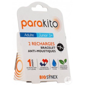 Lot de 2 recharges anti-moustiques pour bracelets PARAKITO