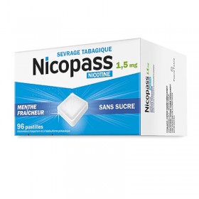 Nicopass 1.5 mg sans sucre goût menthe...