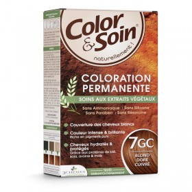 Permanent hair dye 7GC golden copper blond...