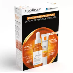La Roche Posay Pure Vitamin C12 Sérum Anti-Rides 30 ml + Anthelios UVmune 400 Fluide Invisible SPF50+ Sans Parfum 15 ml Offert
