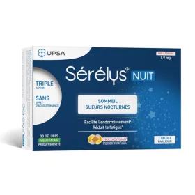 Sérélys Nuit 30 gélules : Troubles du sommeil et sueurs nocturnes liés à la ménopause